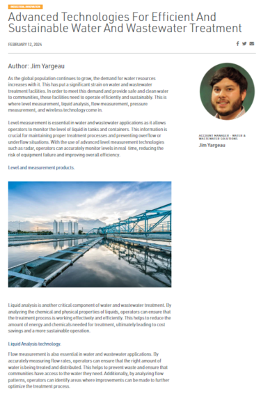 Advanced Technologies For Efficient And Sustainable Water And Wastewater Treatment
