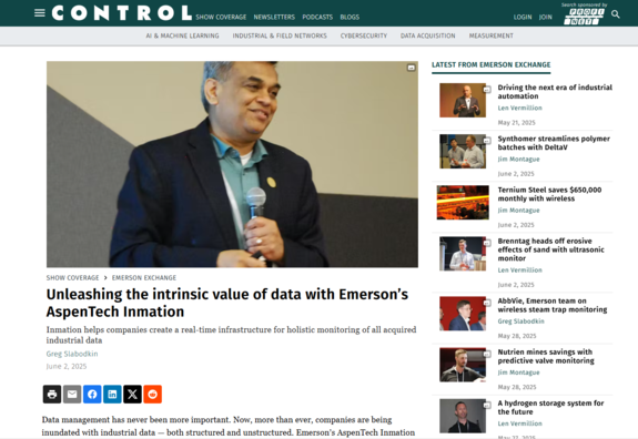 Emerson’s AspenTech Inmation - Unleashing the Intrinsic Value of Data