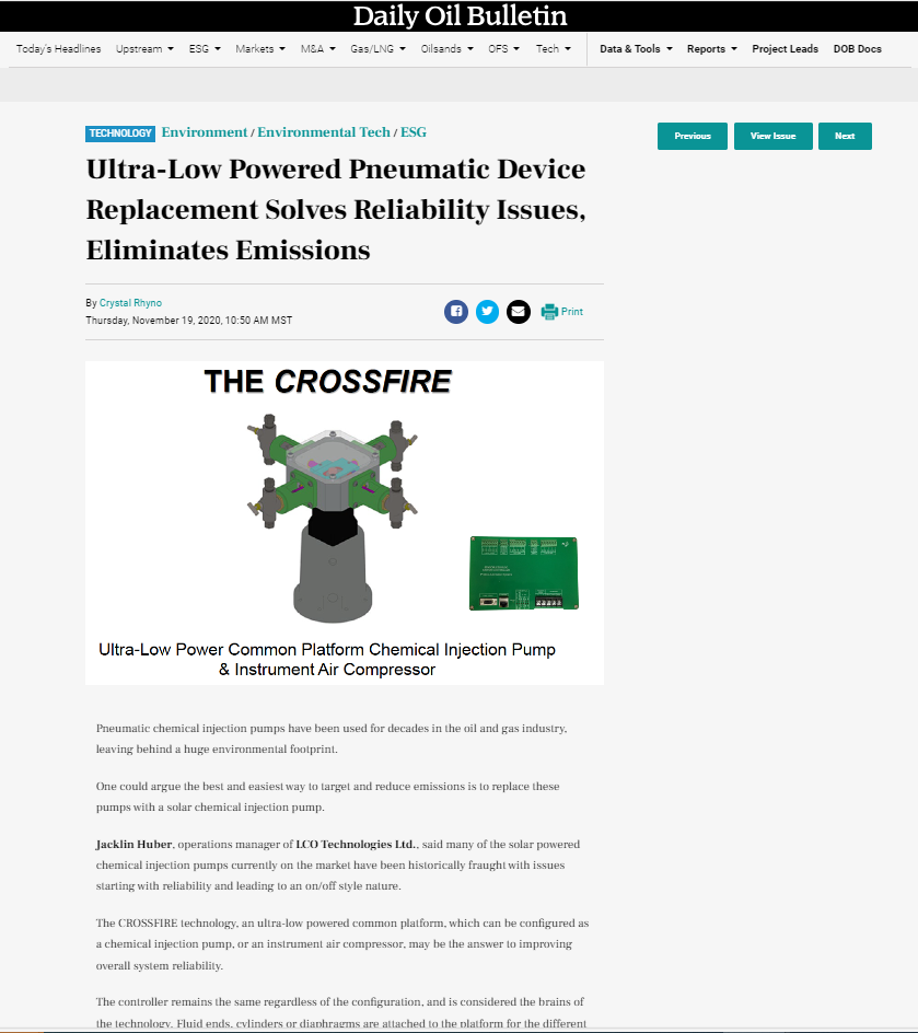 Ultra-Low Powered Pneumatic Device Replacement Solves Reliability Issues, Eliminates Emissions